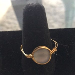 Dark grey bead ring size 10